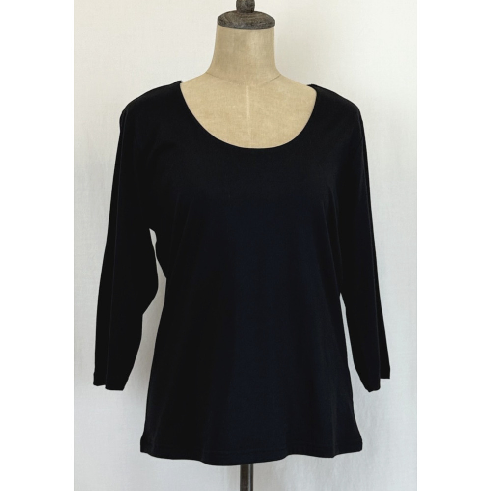 NWT Soya Concept Boutique Black Organic Cotton Top 3/4 Sleeves #0426 XL